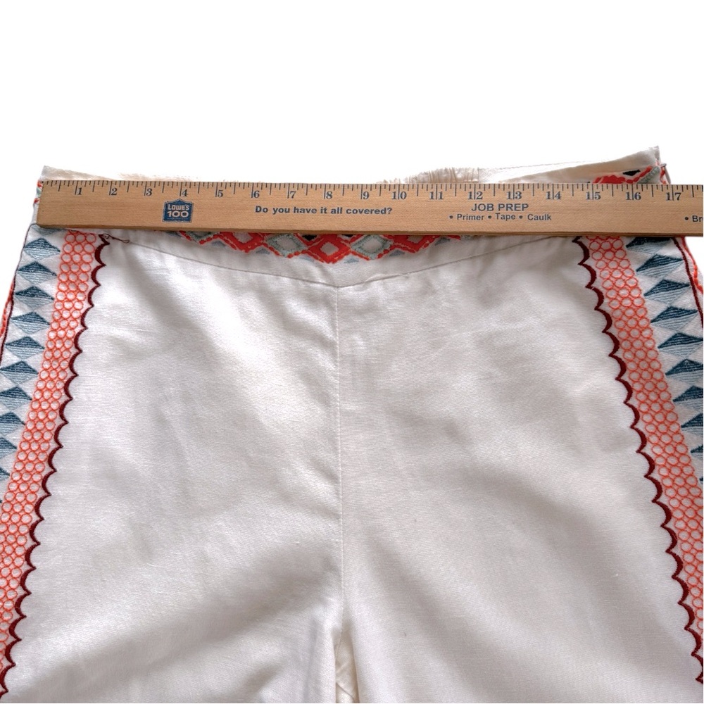Anthropologie Cream and Orange Embroidered Pants - Picture 6 of 10
